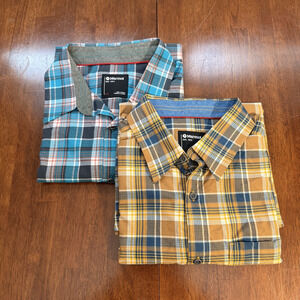 Marmot Plaid Short Sleeve Button Up Shirts Hiking Outdoor Men's Large Lot of 2